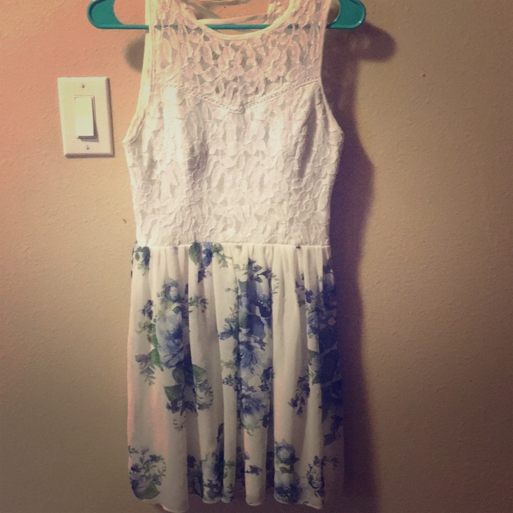Blue and white floral print dress (worn once)